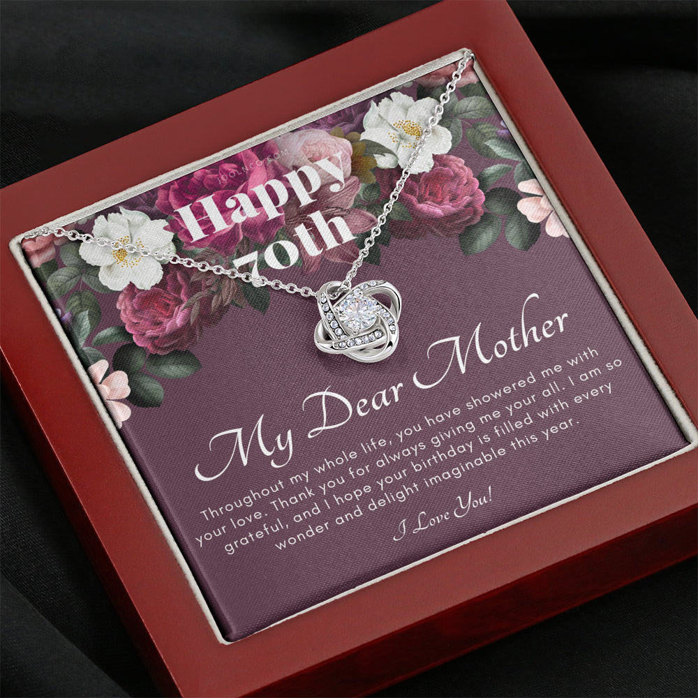 Love Knot Necklace | Mother's 70th Birthday Gift | Gift for Mom on her birthday | Gift For Mom from Daughter & Son | Mom Necklace | Best Mom Gift Message Card