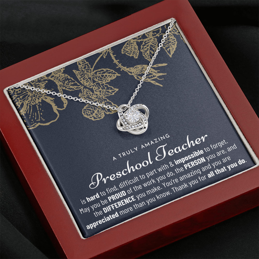 Gift For Female Preschool Teacher, Preschool Teacher Retirement Gift, Preschool Teacher Appreciation Gift, Birthday, Love Knot Necklace