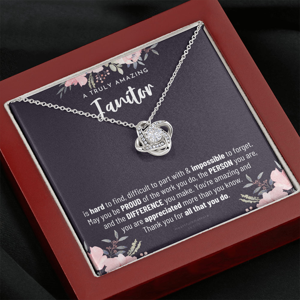 Gift For Female Janitor, Janitor Gift, Janitor Appreciation Gift, Birthday, Love Knot Necklace