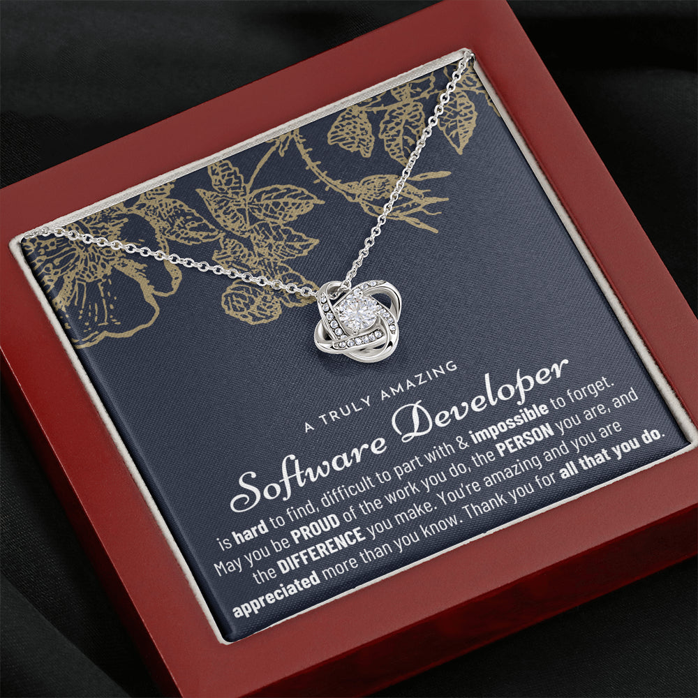 Gift For Female Software Developer, Software Developer Gift, Software Developer Appreciation Gift, Birthday, Love Knot Necklace