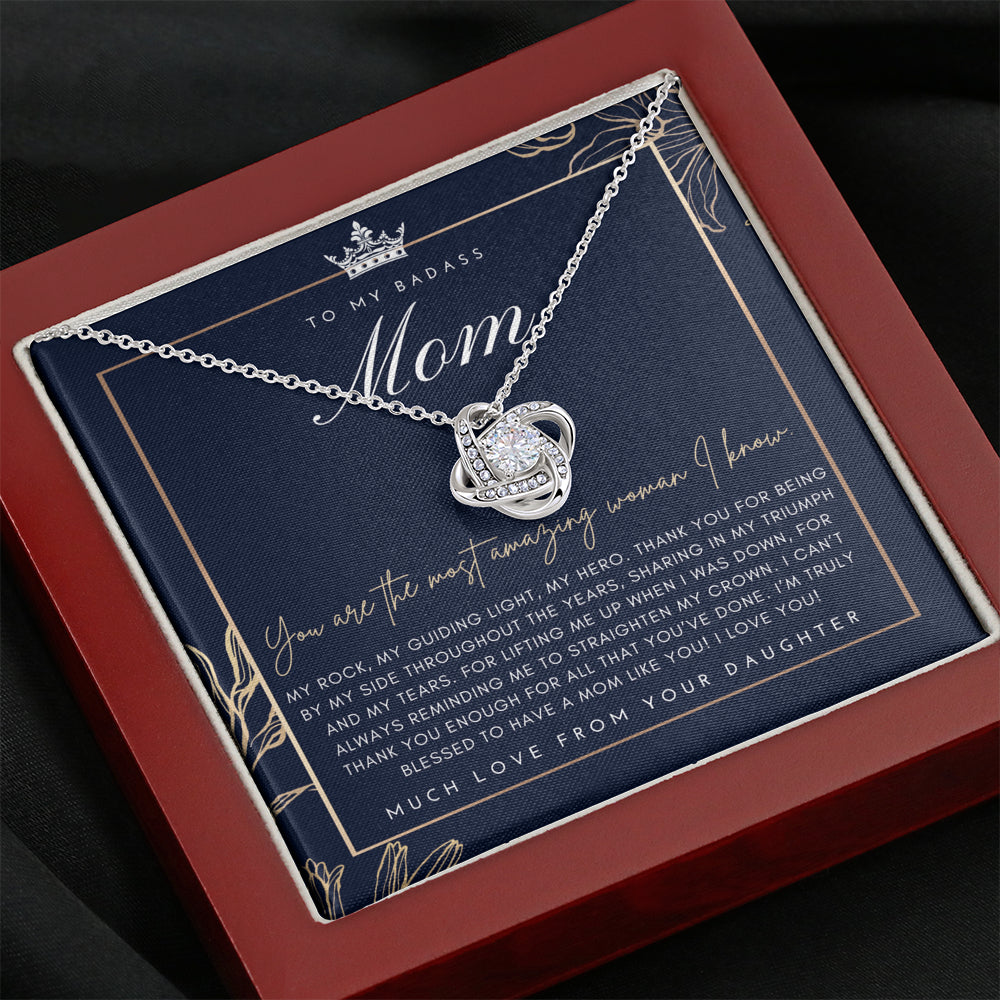 Love Knot Necklace | To My Badass Mom Necklace | Mother’s Day Gift | Personalized Mom Gift | Mothers Necklace | Gift for Mom | Best Mom Gift | Interlock Heart