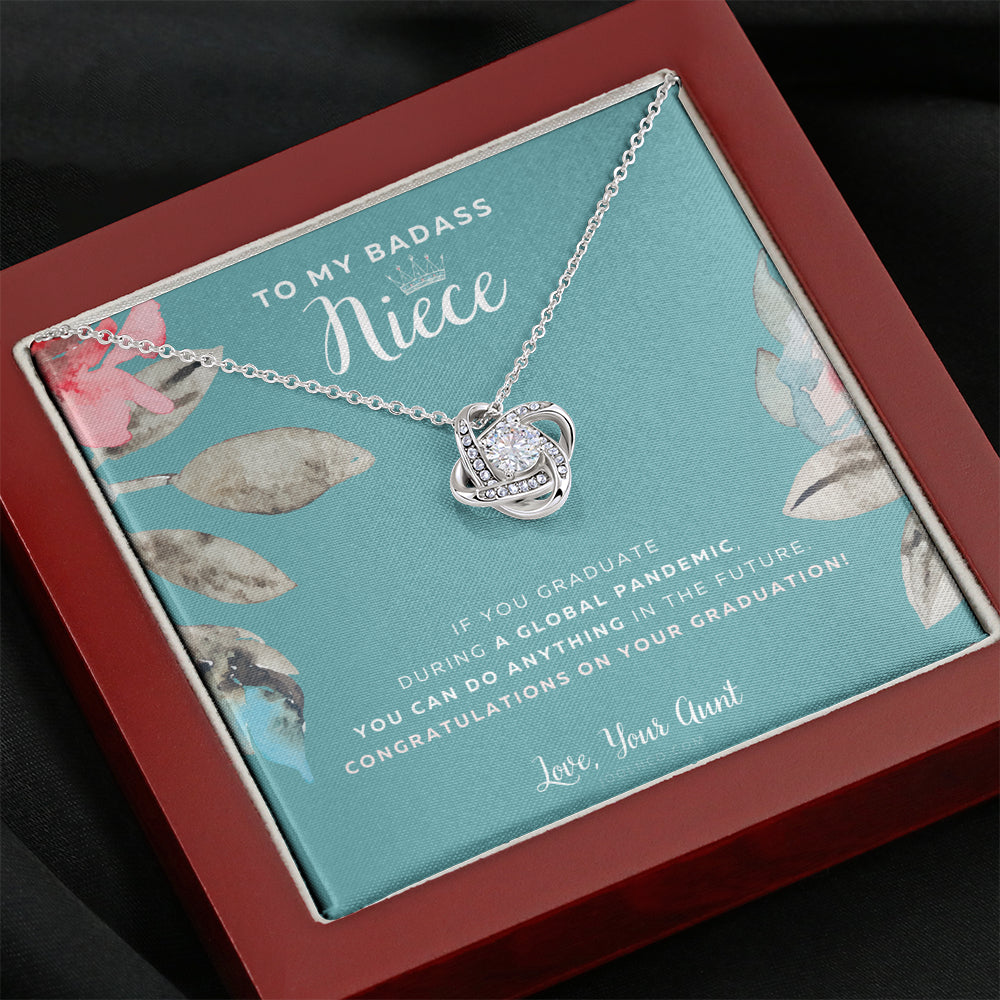 Love Knot Necklace, To My Badass Niece, Straighten Your Crown Necklace, Aunt Niece Necklace, Niece Graduation Gift, Graduation on Pandemic