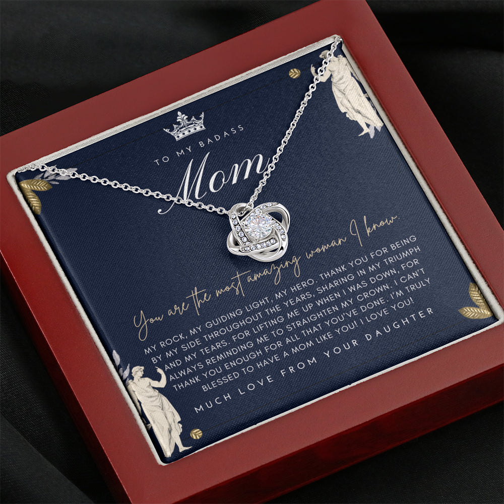 Love Knot Necklace | To My Badass Mom Necklace | Mother’s Day Gift | Personalized Mom Gift | Mothers Necklace | Gift for Mom | Best Mom Gift | Interlock Heart