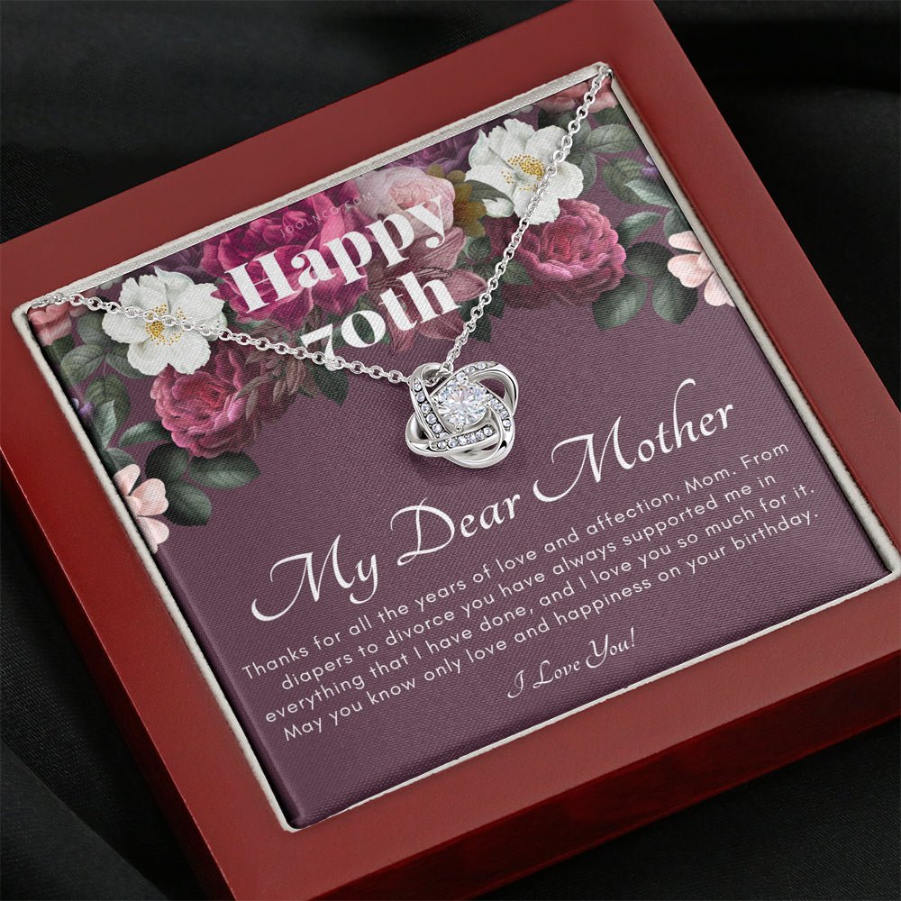 Love Knot Necklace | Mother's 70th Birthday Gift | Gift for Mom on her birthday | Gift For Mom from Daughter & Son | Mom Necklace | Best Mom Gift Message Card