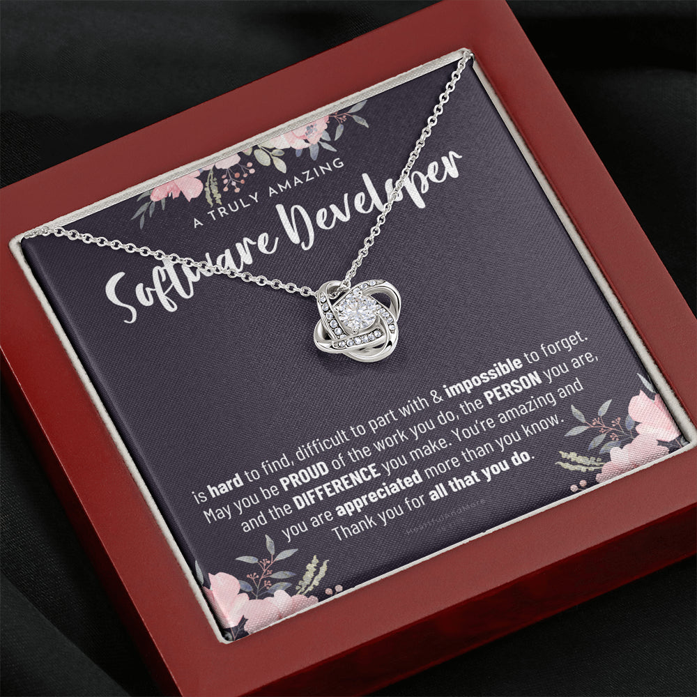 Gift For Female Software Developer, Software Developer Gift, Software Developer Appreciation Gift, Birthday, Love Knot Necklace