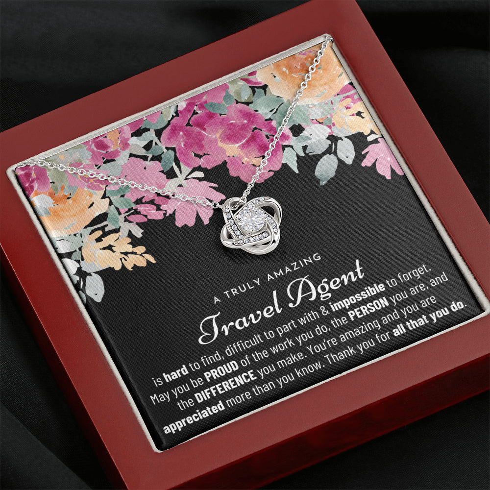 Gift For Female Travel Agent, Travel Agent Retirement Gift, Travel Agent Appreciation Gift, Birthday, Love Knot Necklace
