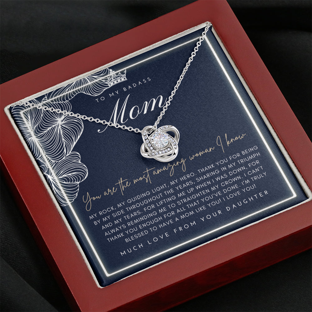Love Knot Necklace | To My Badass Mom Necklace | Mother’s Day Gift | Personalized Mom Gift | Mothers Necklace | Gift for Mom | Best Mom Gift | Interlock Heart