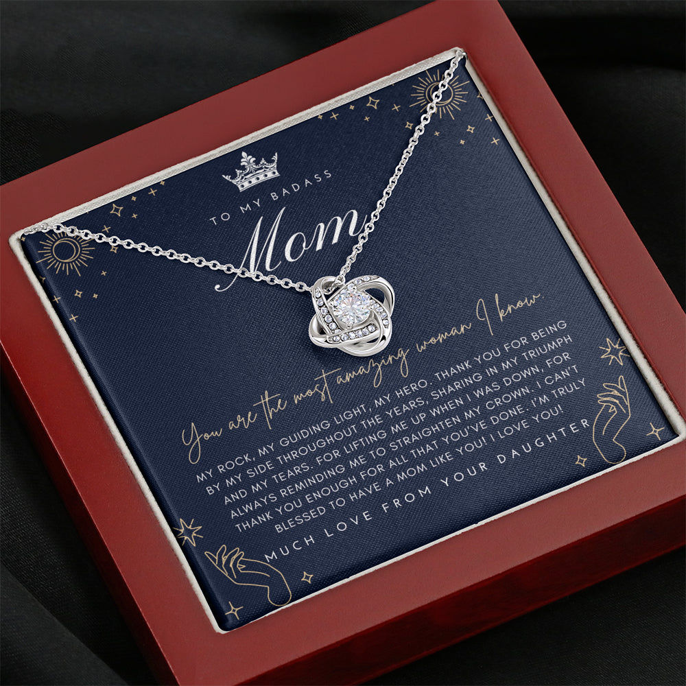 Love Knot Necklace | To My Badass Mom Necklace | Mother’s Day Gift | Personalized Mom Gift | Mothers Necklace | Gift for Mom | Best Mom Gift | Interlock Heart