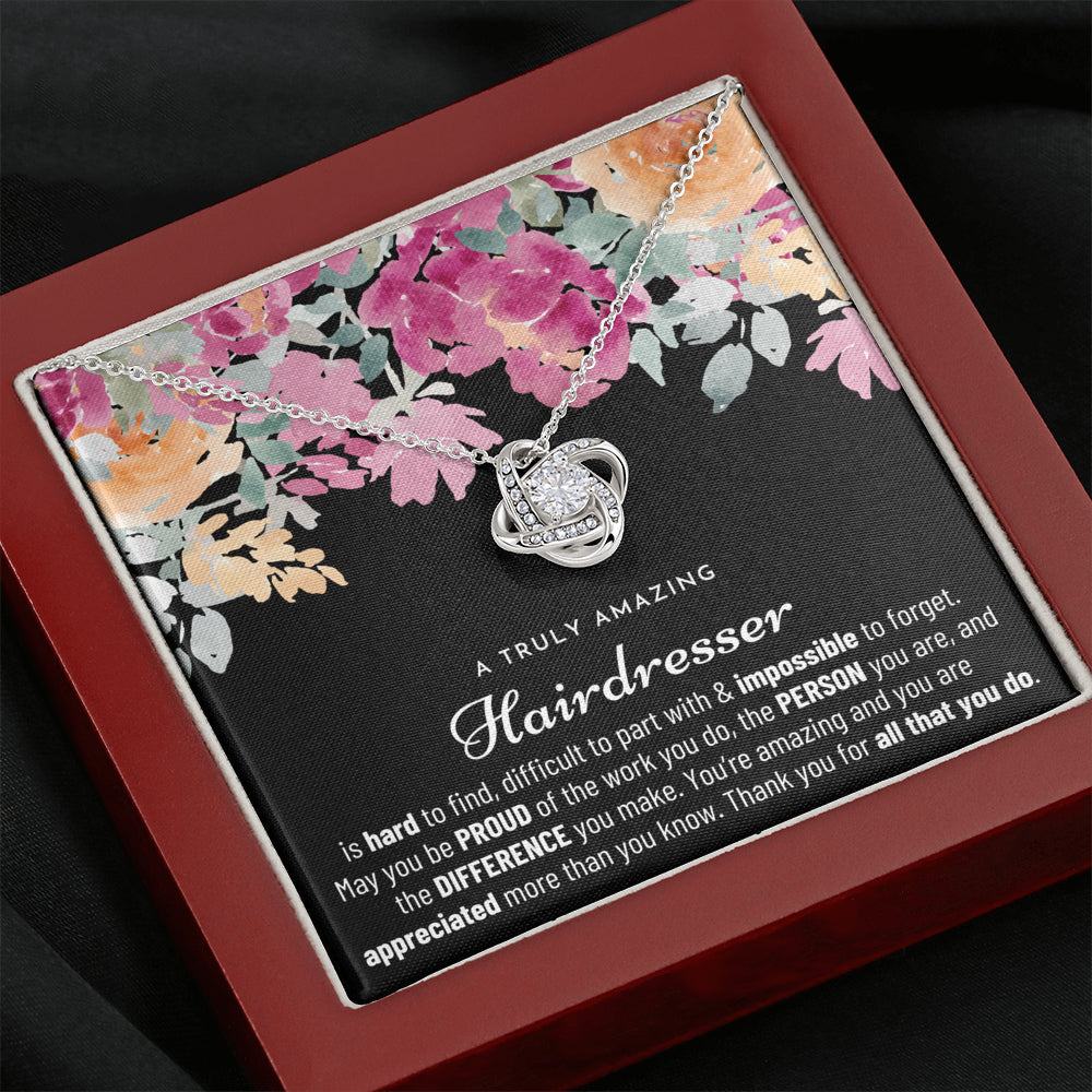 Gift For Female Hair Dresser, Hair Dresser Retirement Gift, Hair Dresser Appreciation Gift, Birthday, Love Knot Necklace
