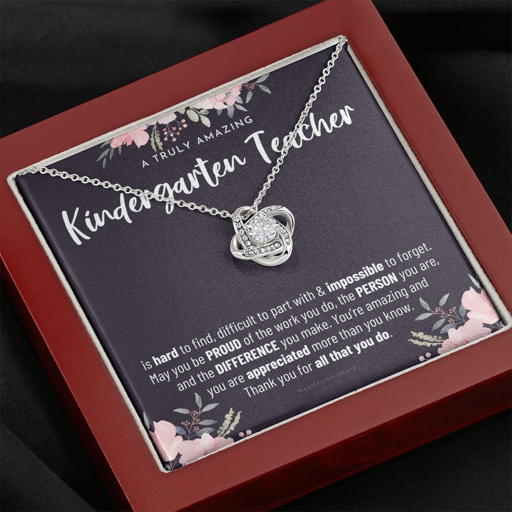 Gift For Female Kindergarten Teacher, Kindergarten Teacher Retirement Gift, Kindergarten Teacher Appreciation Gift, Birthday, Love Knot Necklace