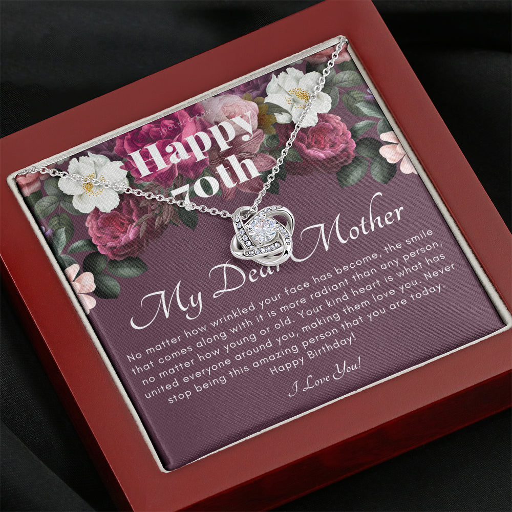 Love Knot Necklace | Mother's 70th Birthday Gift | Gift for Mom on her birthday | Gift For Mom from Daughter & Son | Mom Necklace | Best Mom Gift Message Card
