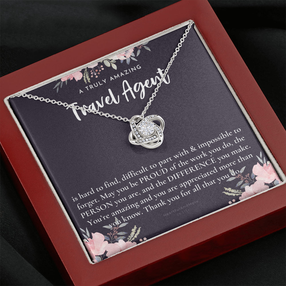 Gift For Female Travel Agent, Travel Agent Retirement Gift, Travel Agent Appreciation Gift, Birthday, Love Knot Necklace