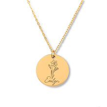 Load image into Gallery viewer, Mothers Gifts from Daughter, Birthflower Name Necklace for Mom on Mothers Day
