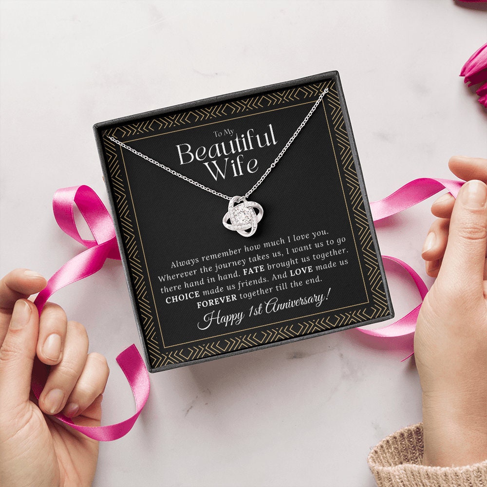 1 Year Anniversary Gift For Wife - Love Knot Necklace