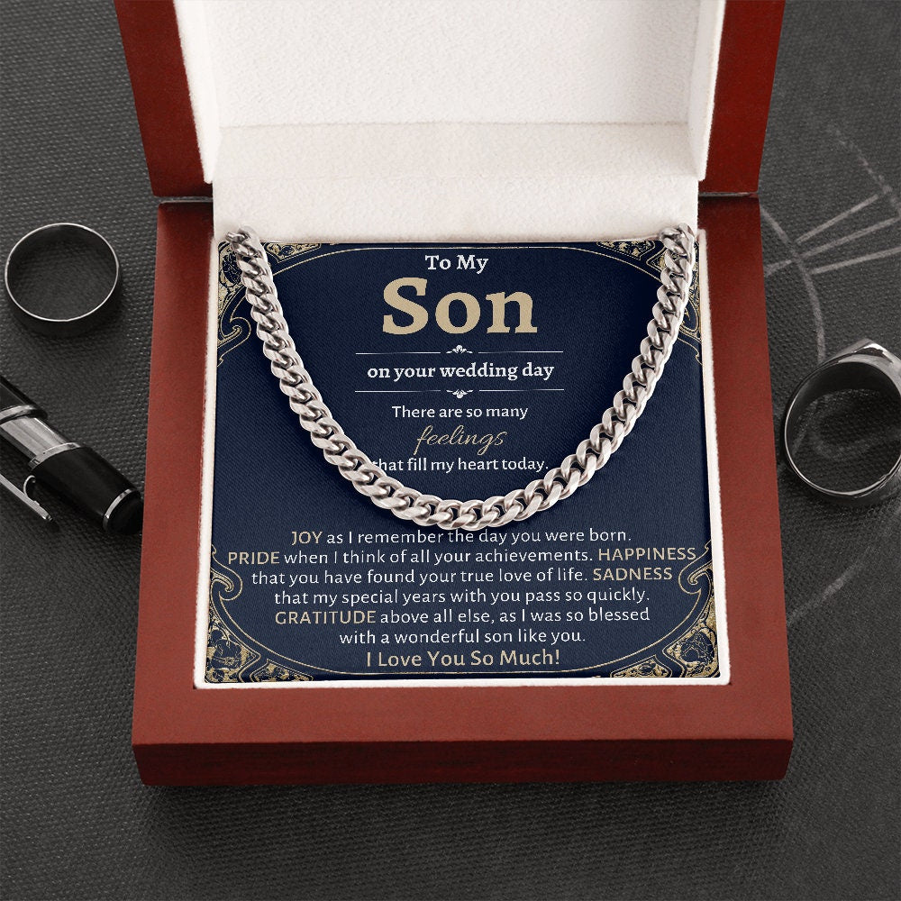 Groom Gift from Mom, To My Son on Your Wedding Day, Son Wedding Day Gift, Gift for Son on Wedding Day, Son Wedding Cuban Chain from Mom