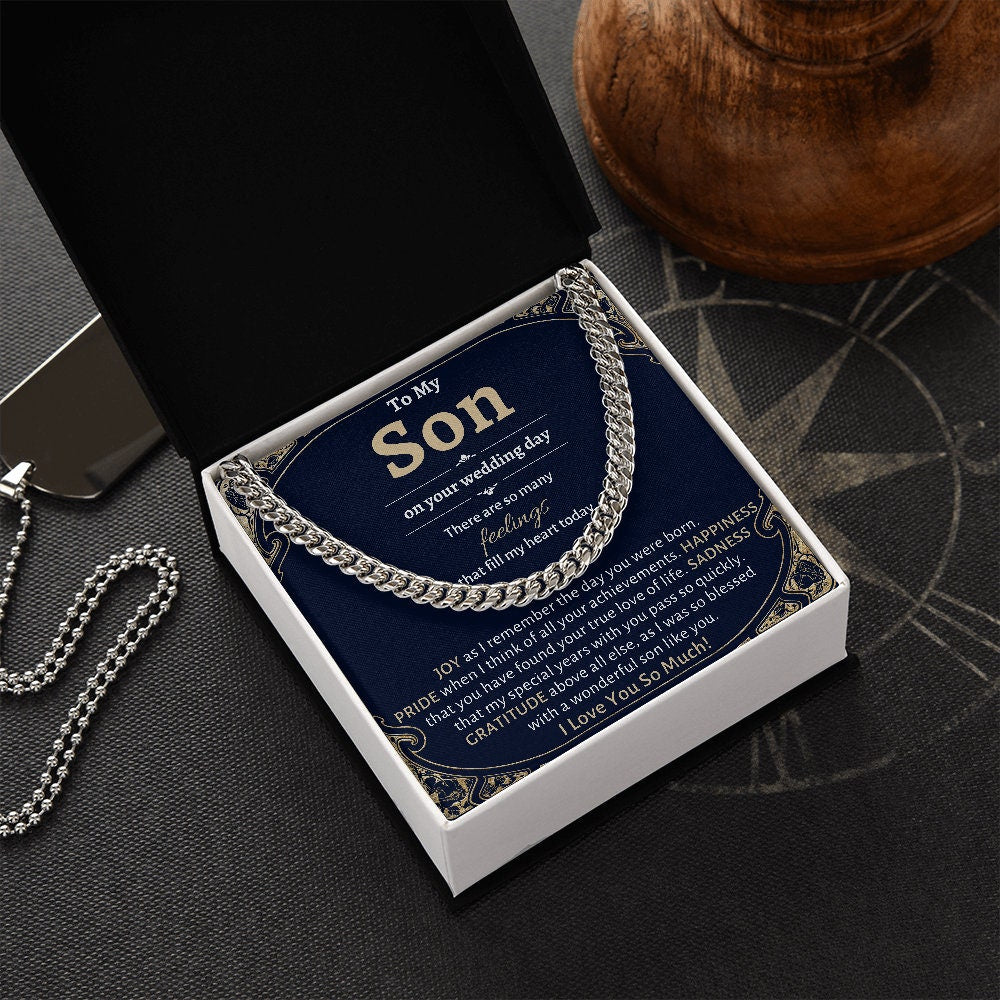 Groom Gift from Mom, To My Son on Your Wedding Day, Son Wedding Day Gift, Gift for Son on Wedding Day, Son Wedding Cuban Chain from Mom