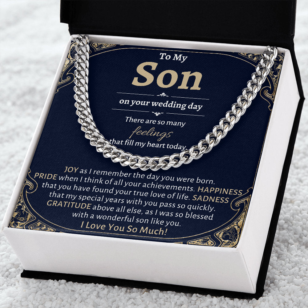 Groom Gift from Mom, To My Son on Your Wedding Day, Son Wedding Day Gift, Gift for Son on Wedding Day, Son Wedding Cuban Chain from Mom