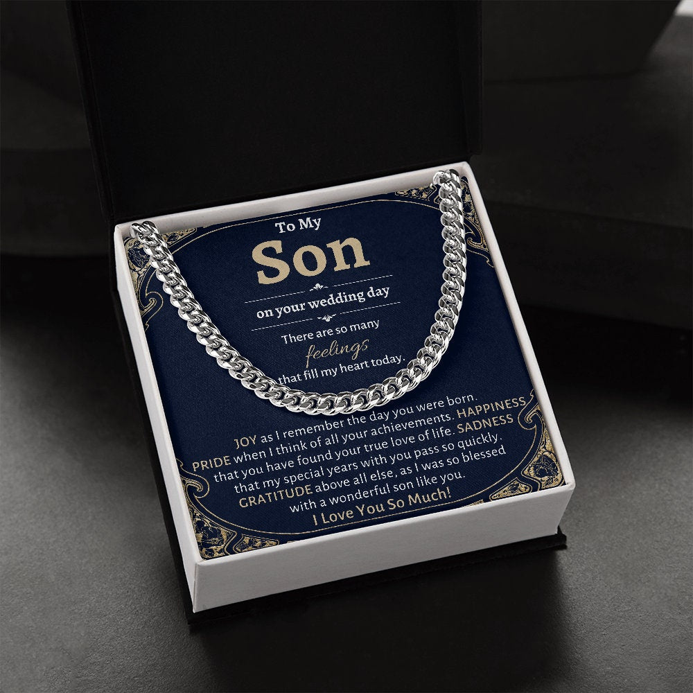 Groom Gift from Mom, To My Son on Your Wedding Day, Son Wedding Day Gift, Gift for Son on Wedding Day, Son Wedding Cuban Chain from Mom