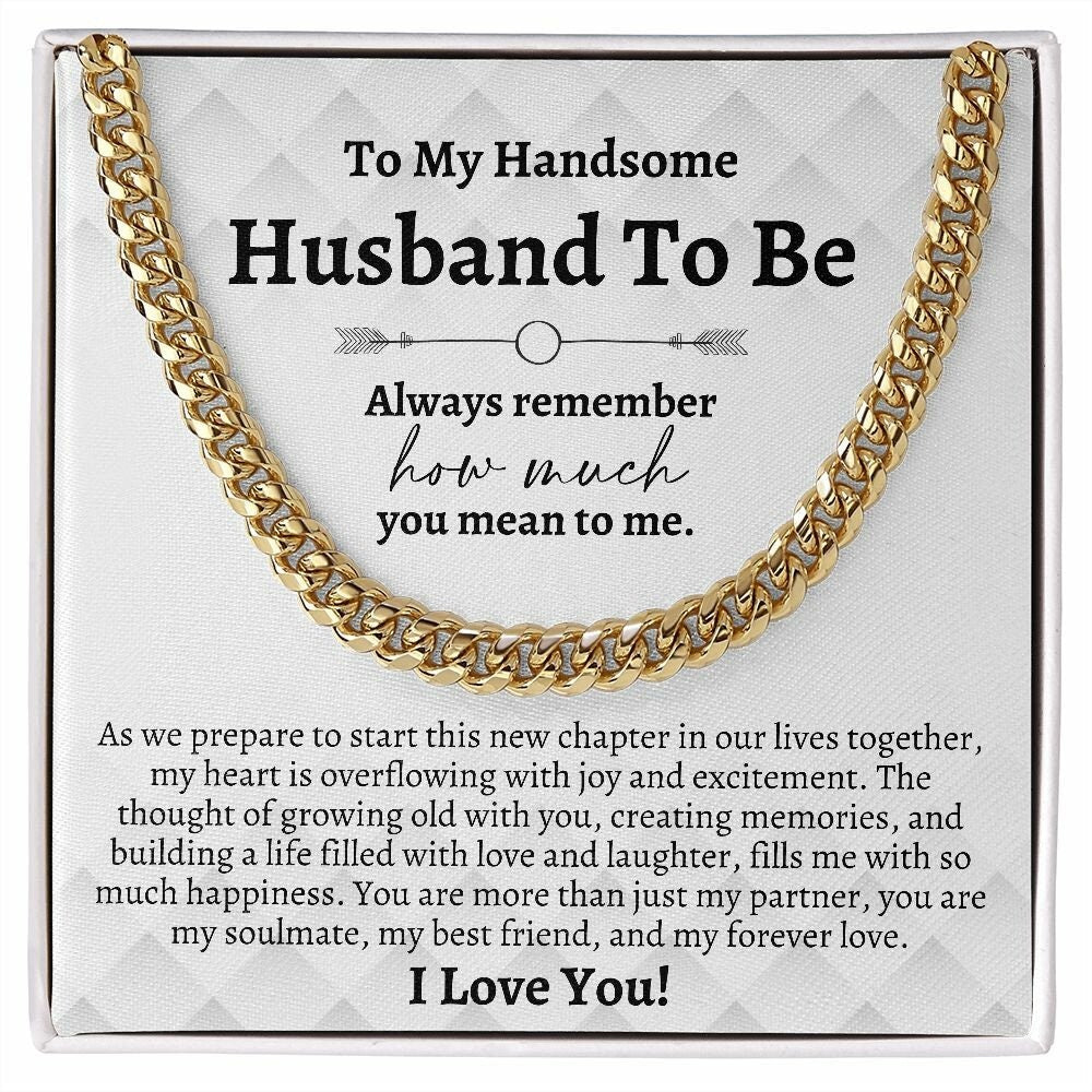To My Husband To Be Gifts, Cuban Chain Necklace, Groom Gift from Bride, Wedding Day Gift for Groom, Bride to Groom Gift on Wedding Day