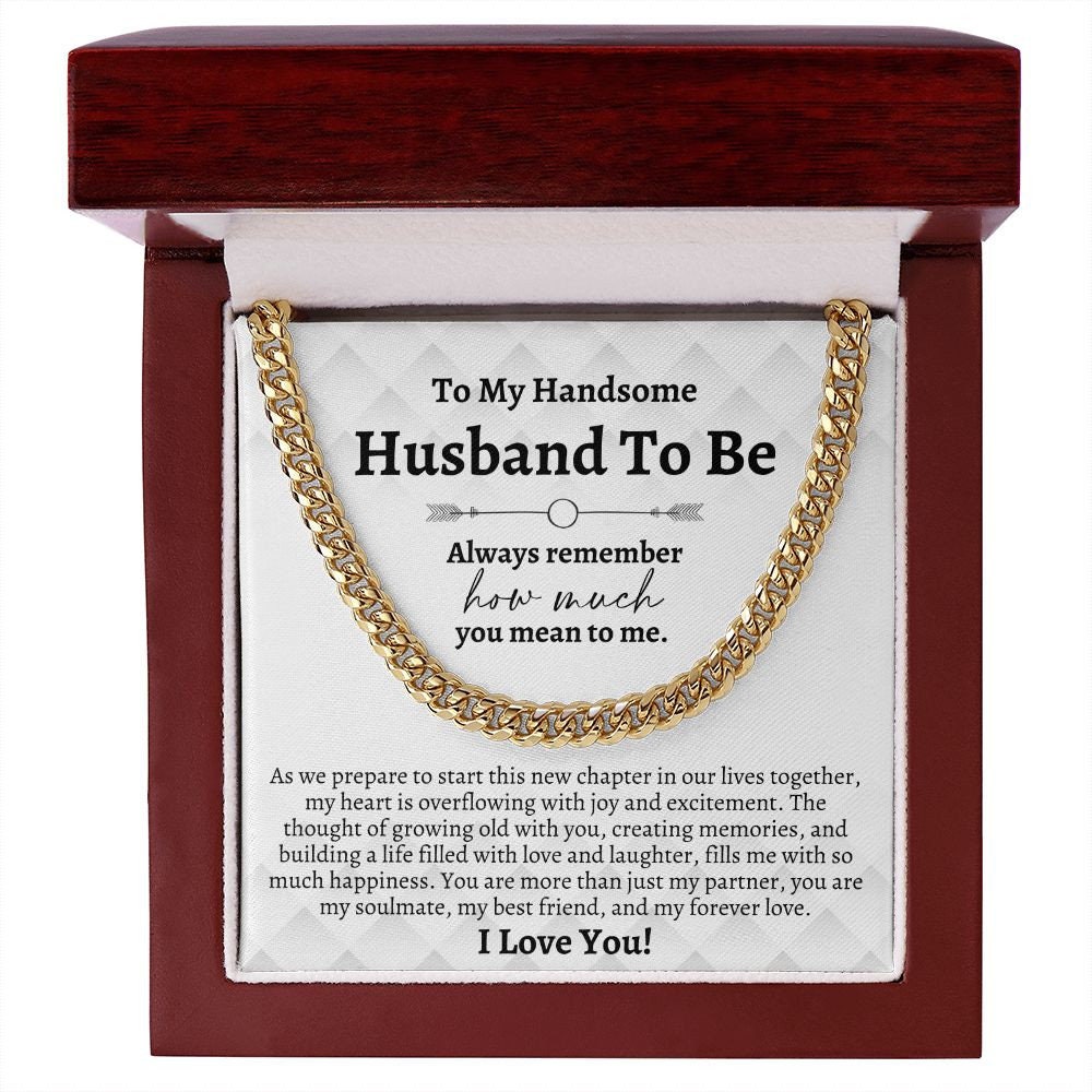 To My Husband To Be Gifts, Cuban Chain Necklace, Groom Gift from Bride, Wedding Day Gift for Groom, Bride to Groom Gift on Wedding Day
