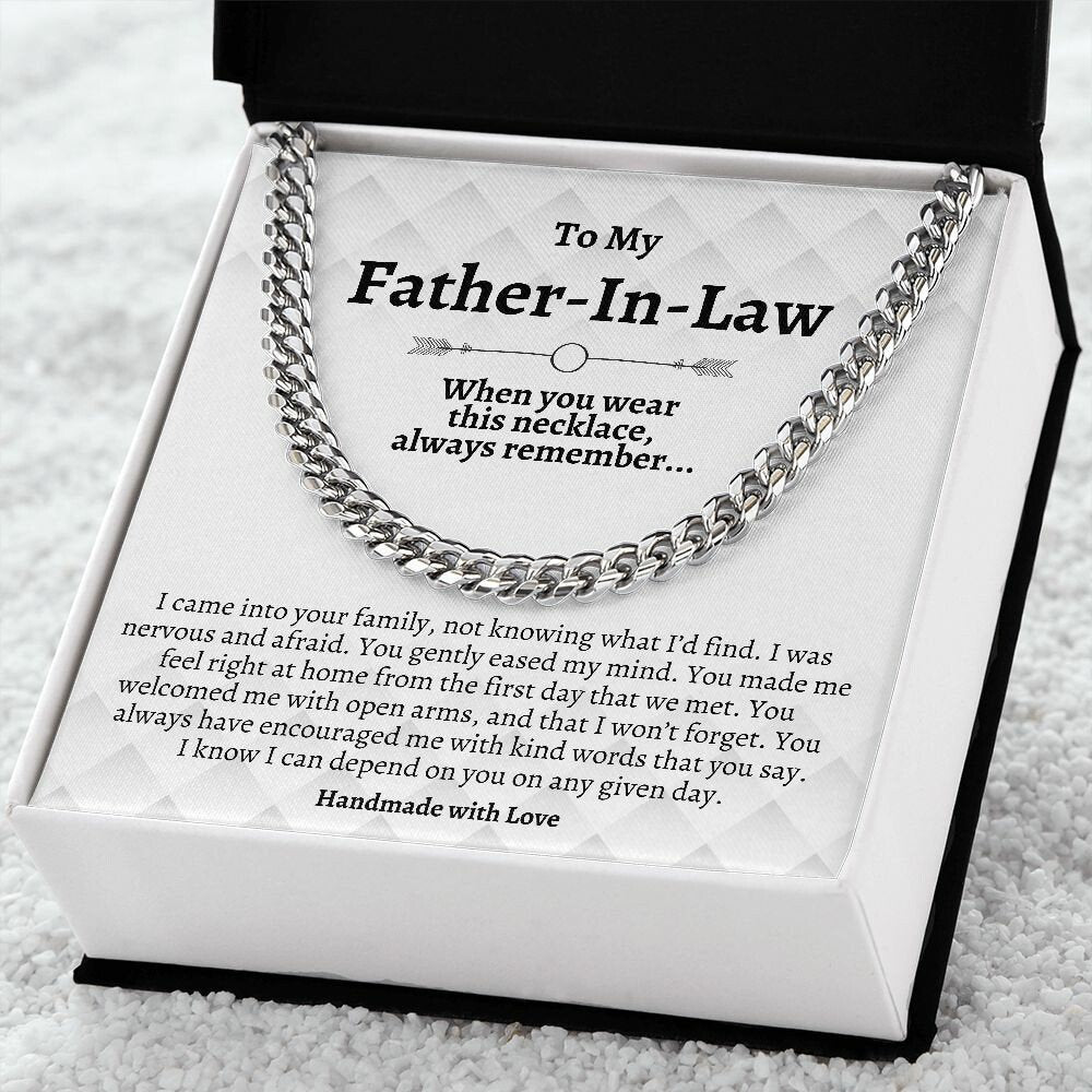 Father In Law Gifts, Cuban Chain Necklace for Father-In-Law, Unique Heartfelt Gifts, Father In Law Gifts from Daughter In Law Son In Law