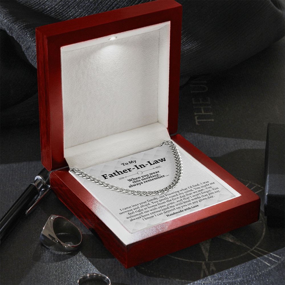 Father In Law Gifts, Cuban Chain Necklace for Father-In-Law, Unique Heartfelt Gifts, Father In Law Gifts from Daughter In Law Son In Law