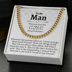 To My Man, Gifts for Boyfriend, Husband, Birthday Gifts, Anniversary Gifts, Romantic Gifts for Him, Promise Necklace for Men, Cuban Chain