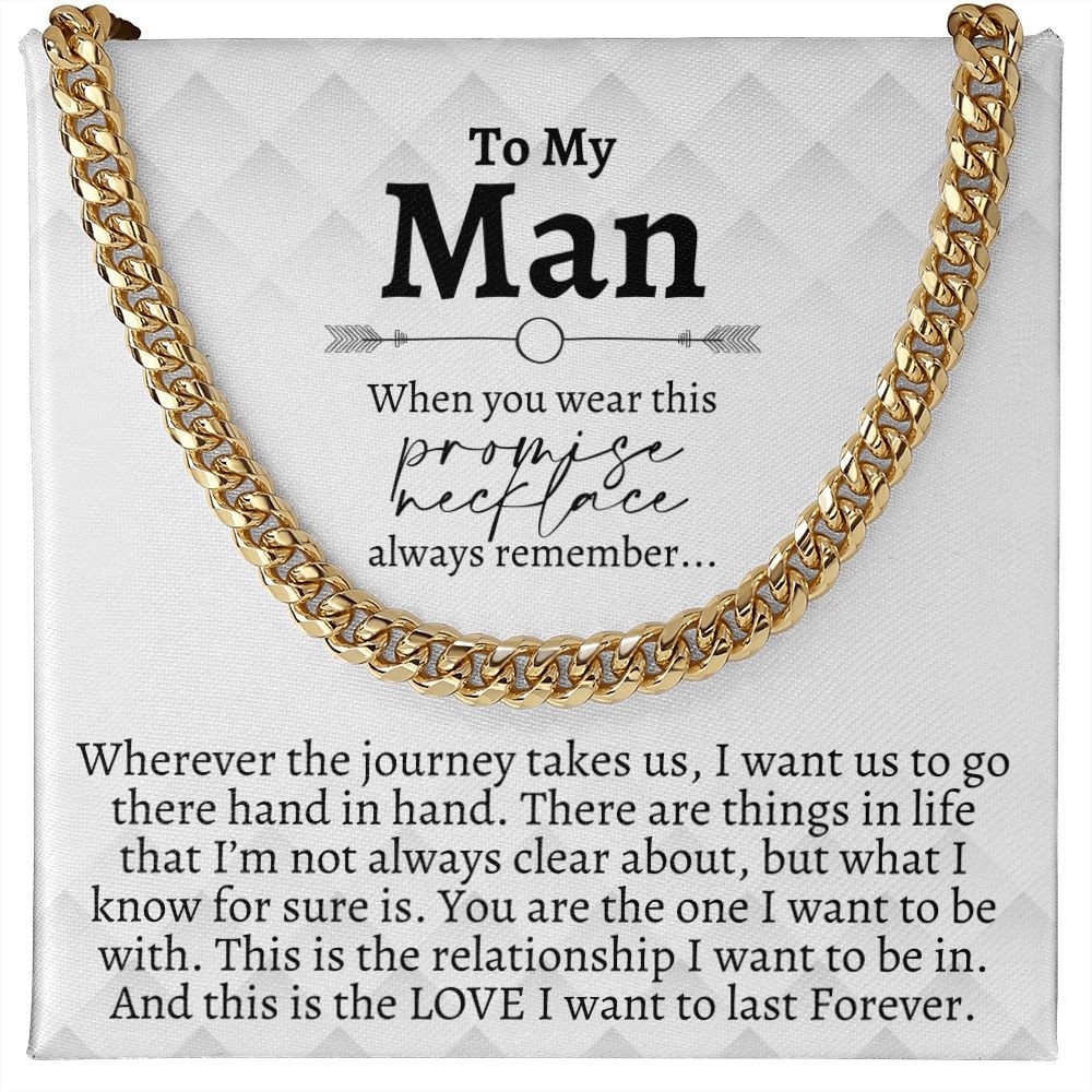 To My Man, Gifts for Boyfriend, Husband, Birthday Gifts, Anniversary Gifts, Romantic Gifts for Him, Promise Necklace for Men, Cuban Chain