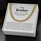Brother Cuban Chain Necklace, Gifts for Brother Birthday, Best Brother Gifts from Sister, Sister to Brother Gifts, Gift Box with Message