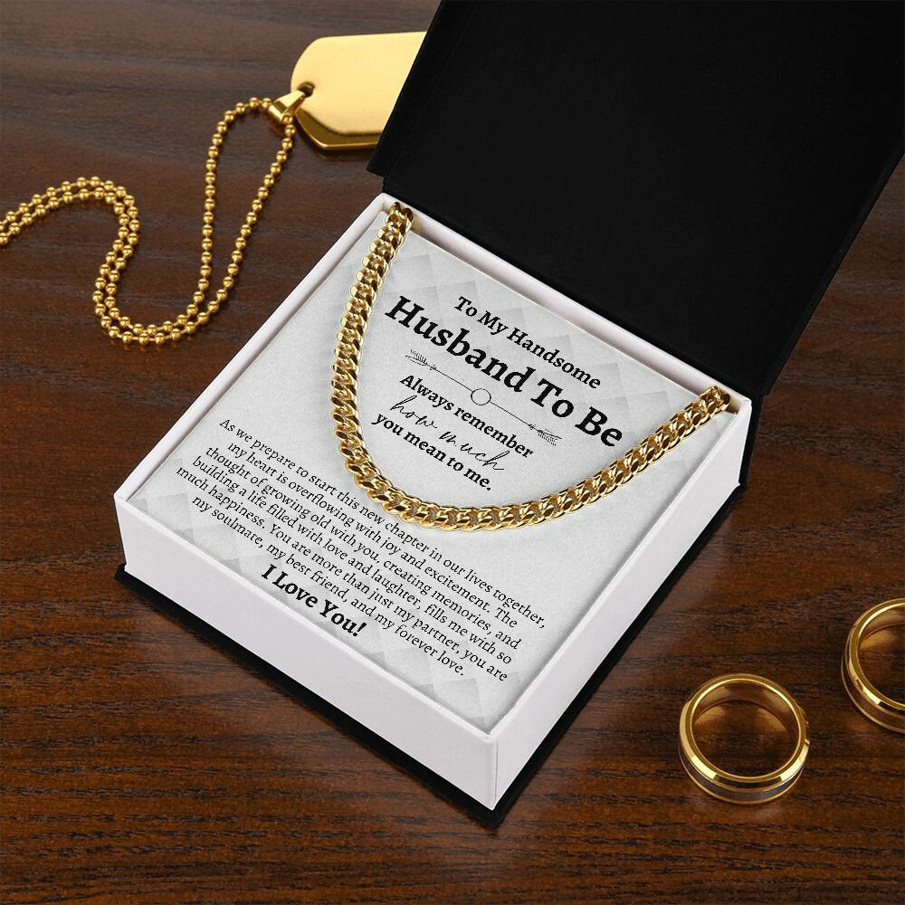 To My Husband To Be Gifts, Cuban Chain Necklace, Groom Gift from Bride, Wedding Day Gift for Groom, Bride to Groom Gift on Wedding Day