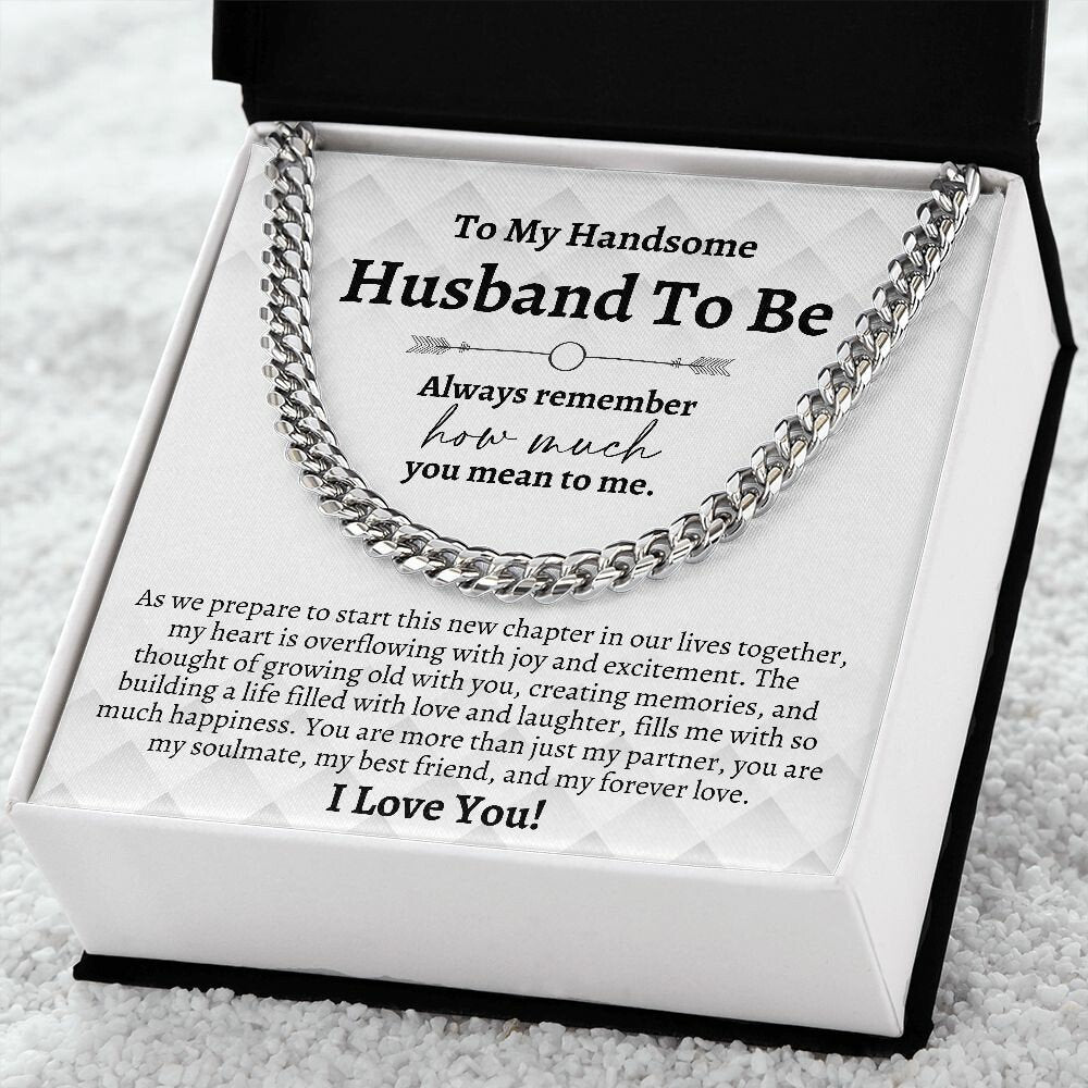 To My Husband To Be Gifts, Cuban Chain Necklace, Groom Gift from Bride, Wedding Day Gift for Groom, Bride to Groom Gift on Wedding Day
