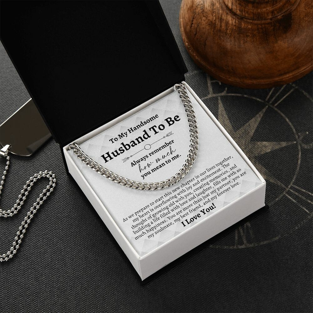 To My Husband To Be Gifts, Cuban Chain Necklace, Groom Gift from Bride, Wedding Day Gift for Groom, Bride to Groom Gift on Wedding Day