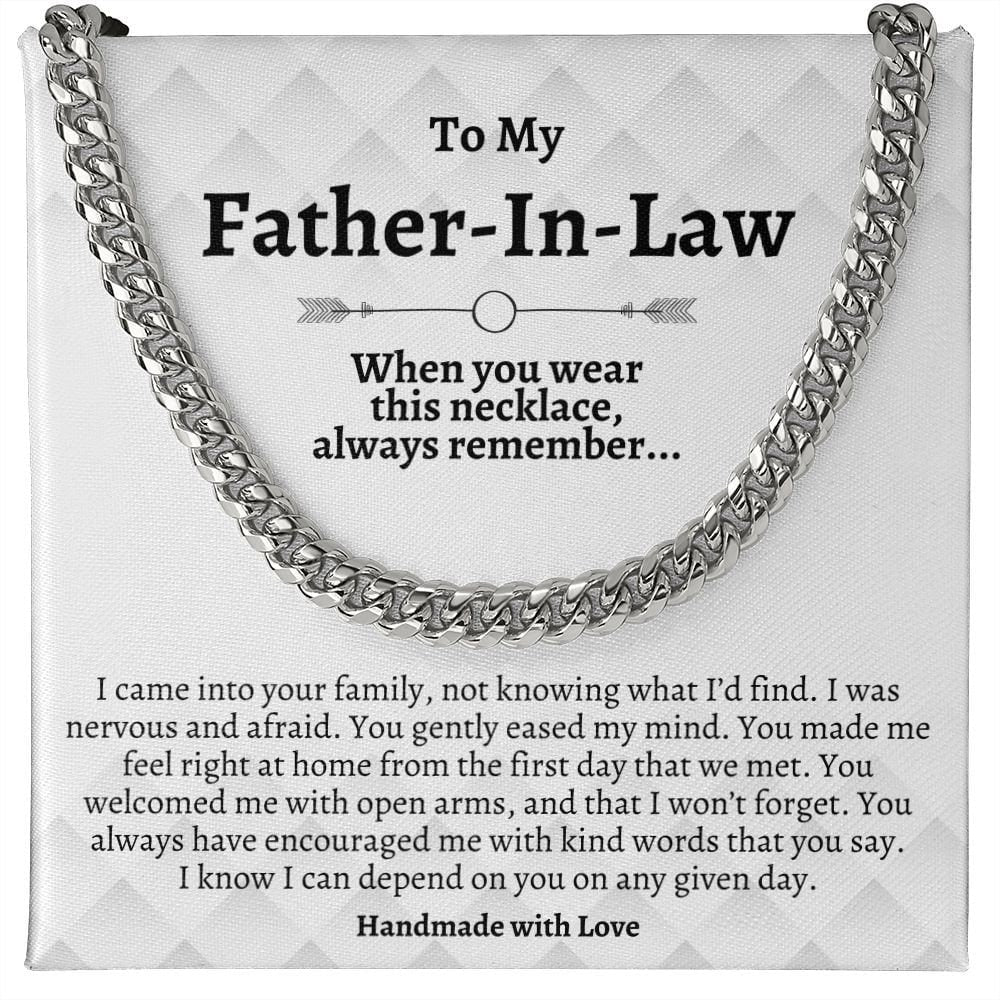 Father In Law Gifts, Cuban Chain Necklace for Father-In-Law, Unique Heartfelt Gifts, Father In Law Gifts from Daughter In Law Son In Law