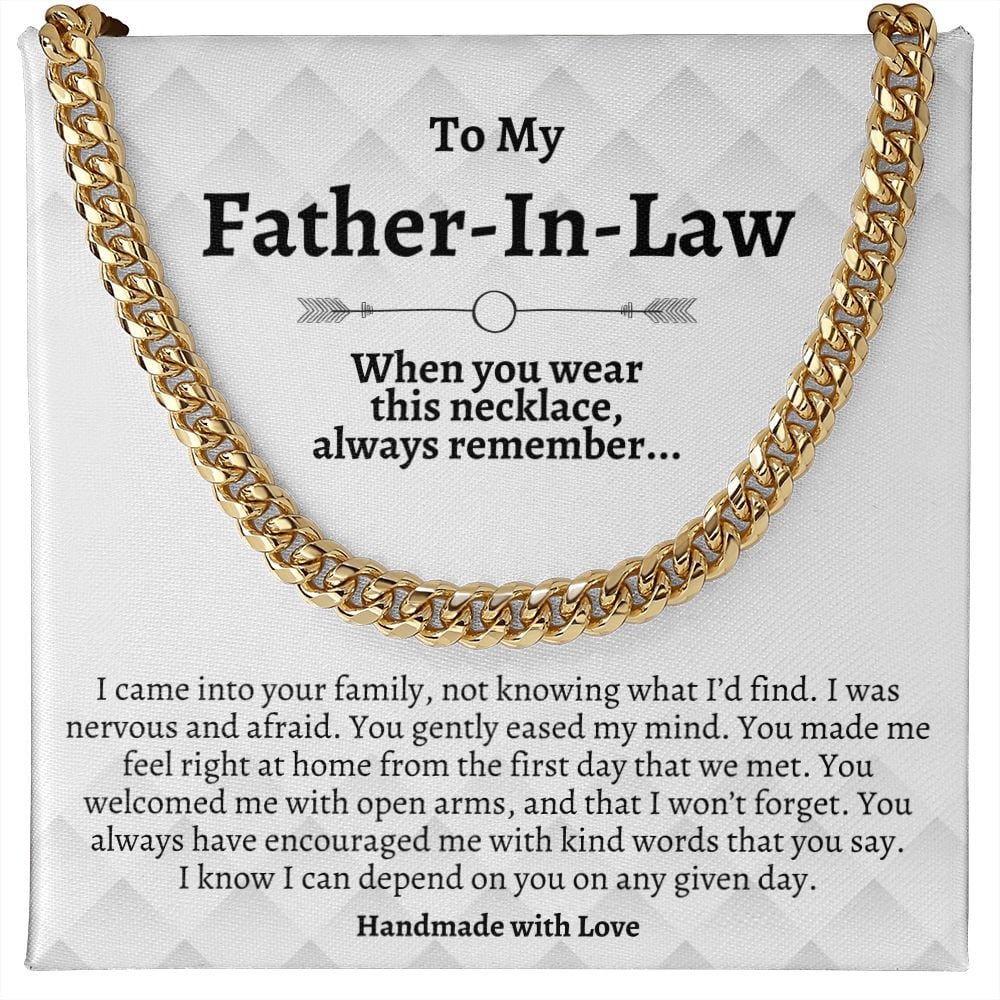 Father In Law Gifts, Cuban Chain Necklace for Father-In-Law, Unique Heartfelt Gifts, Father In Law Gifts from Daughter In Law Son In Law