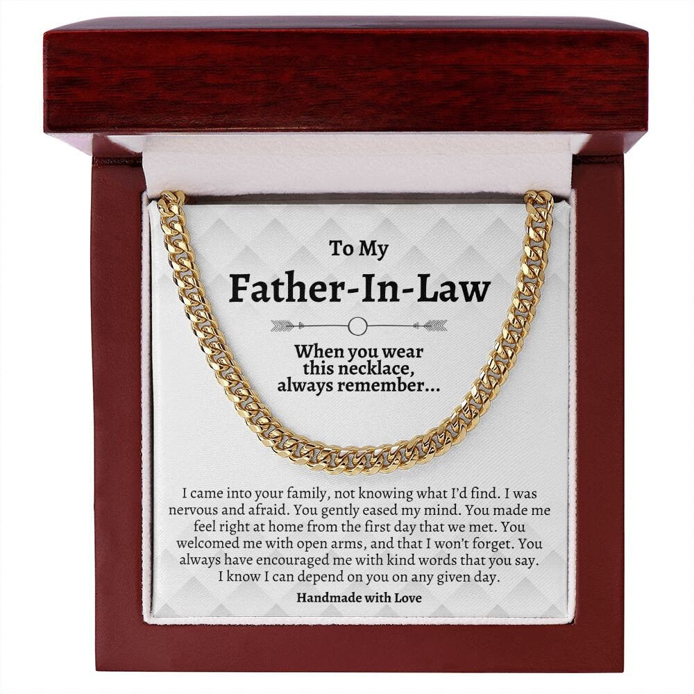Father In Law Gifts, Cuban Chain Necklace for Father-In-Law, Unique Heartfelt Gifts, Father In Law Gifts from Daughter In Law Son In Law