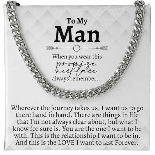 To My Man, Gifts for Boyfriend, Husband, Birthday Gifts, Anniversary Gifts, Romantic Gifts for Him, Promise Necklace for Men, Cuban Chain