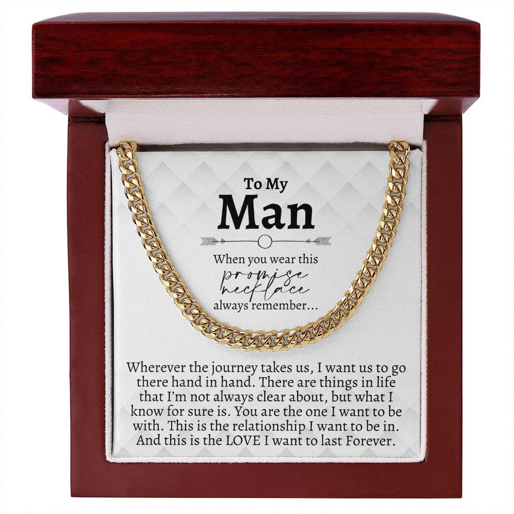 To My Man, Gifts for Boyfriend, Husband, Birthday Gifts, Anniversary Gifts, Romantic Gifts for Him, Promise Necklace for Men, Cuban Chain