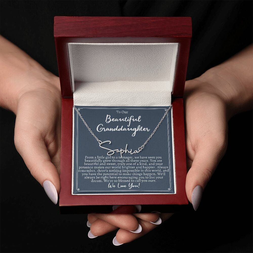 Personalized Name Necklaces for Our Granddaughter Graduation - Unique Gifts from Grandma/Grandpa to Commemorate this Milestone