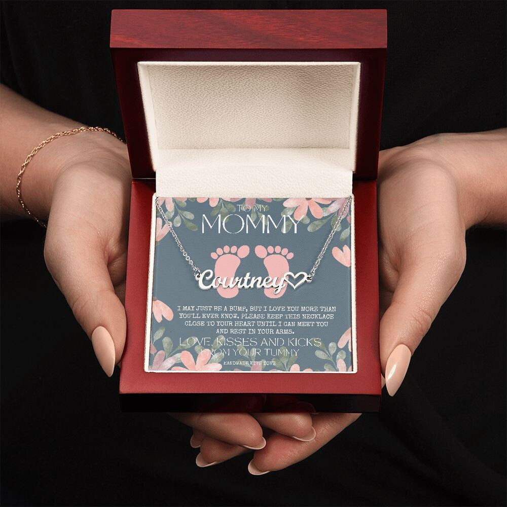 New Mom Necklace, Mommy To Be Name Necklace, Unique Gifts for New Mom, Expecting Wife, Gift for Wife Pregnant, Pregnancy Gift for New Mom