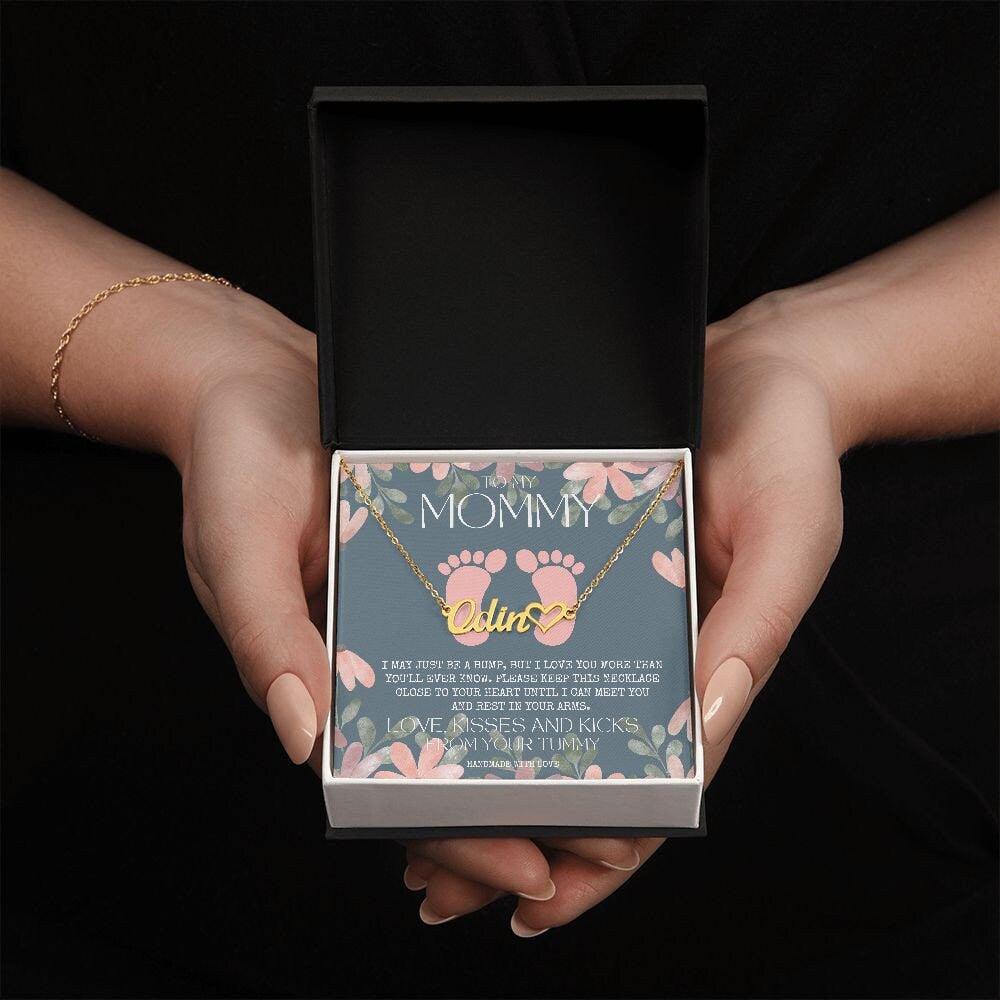 New Mom Necklace, Mommy To Be Name Necklace, Unique Gifts for New Mom, Expecting Wife, Gift for Wife Pregnant, Pregnancy Gift for New Mom