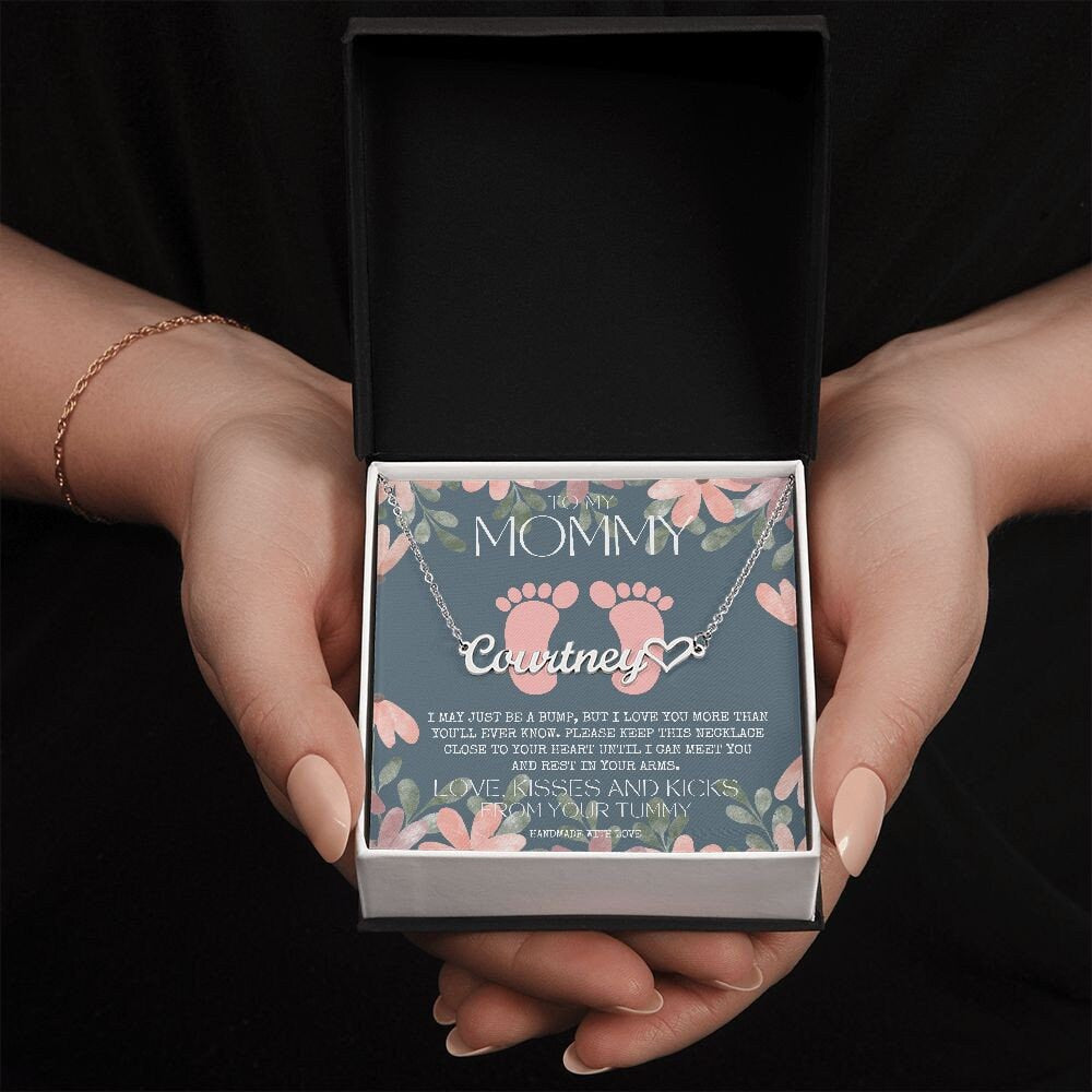 New Mom Necklace, Mommy To Be Name Necklace, Unique Gifts for New Mom, Expecting Wife, Gift for Wife Pregnant, Pregnancy Gift for New Mom