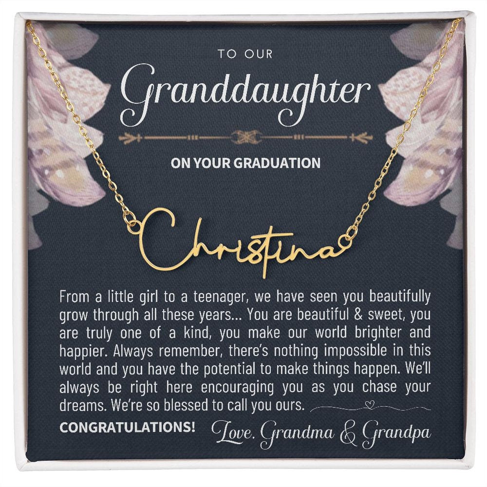Granddaughter Graduation Gift from Grandma & Grandpa, Gift for Granddaughter Graduation, Granddaughter Jewelry, Unique Name Necklace