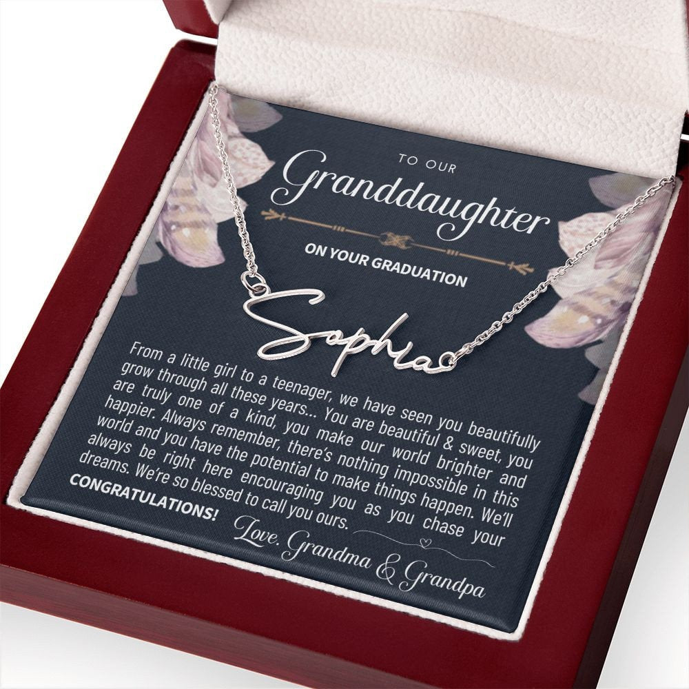 Granddaughter Graduation Gift from Grandma & Grandpa, Gift for Granddaughter Graduation, Granddaughter Jewelry, Unique Name Necklace