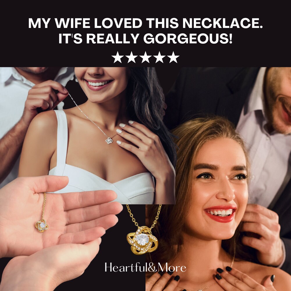 Perfect Gift to Celebrate 10th Anniversary, Traditional and Modern 10-Year Anniversary Present for Wife, Love Knot Necklace & Earrings Set