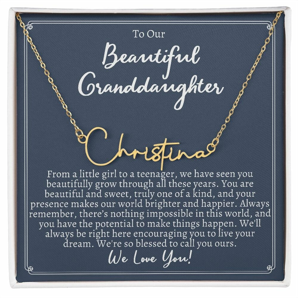 Personalized Name Necklaces for Our Granddaughter Graduation - Unique Gifts from Grandma/Grandpa to Commemorate this Milestone