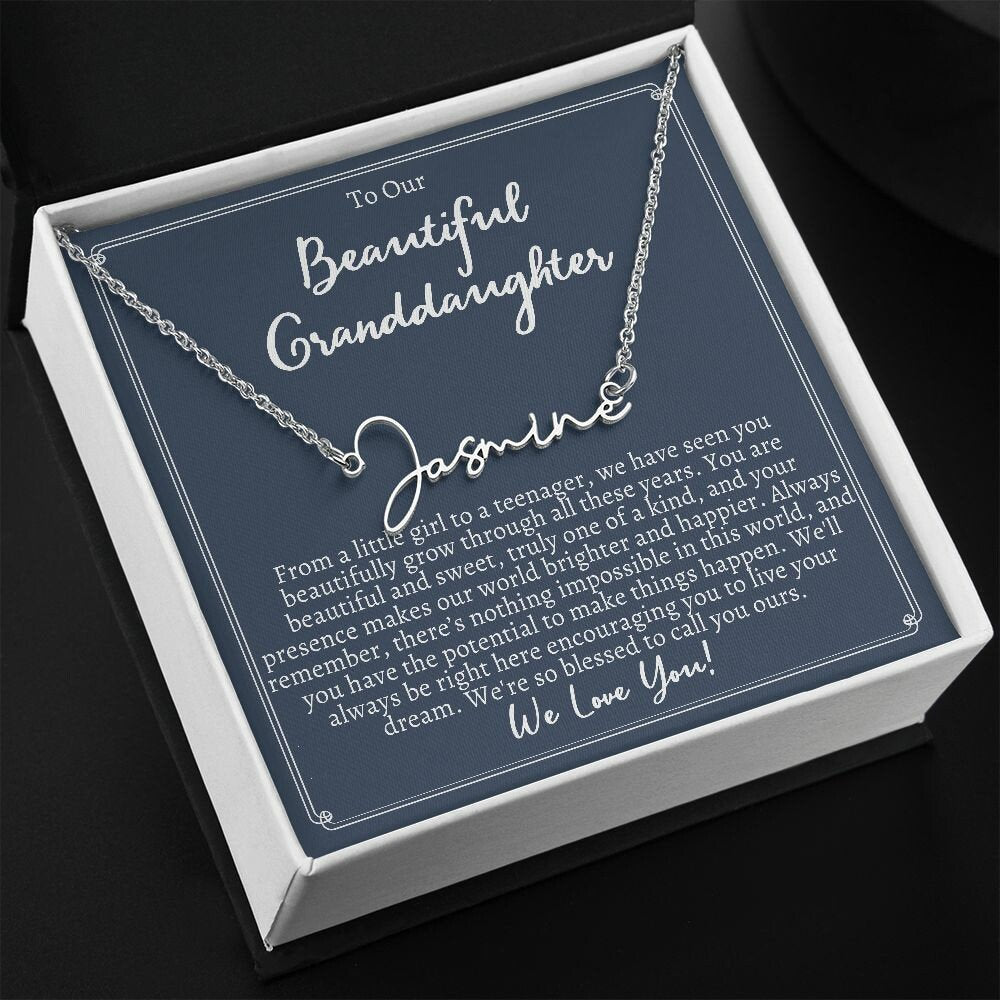 Personalized Name Necklaces for Our Granddaughter Graduation - Unique Gifts from Grandma/Grandpa to Commemorate this Milestone