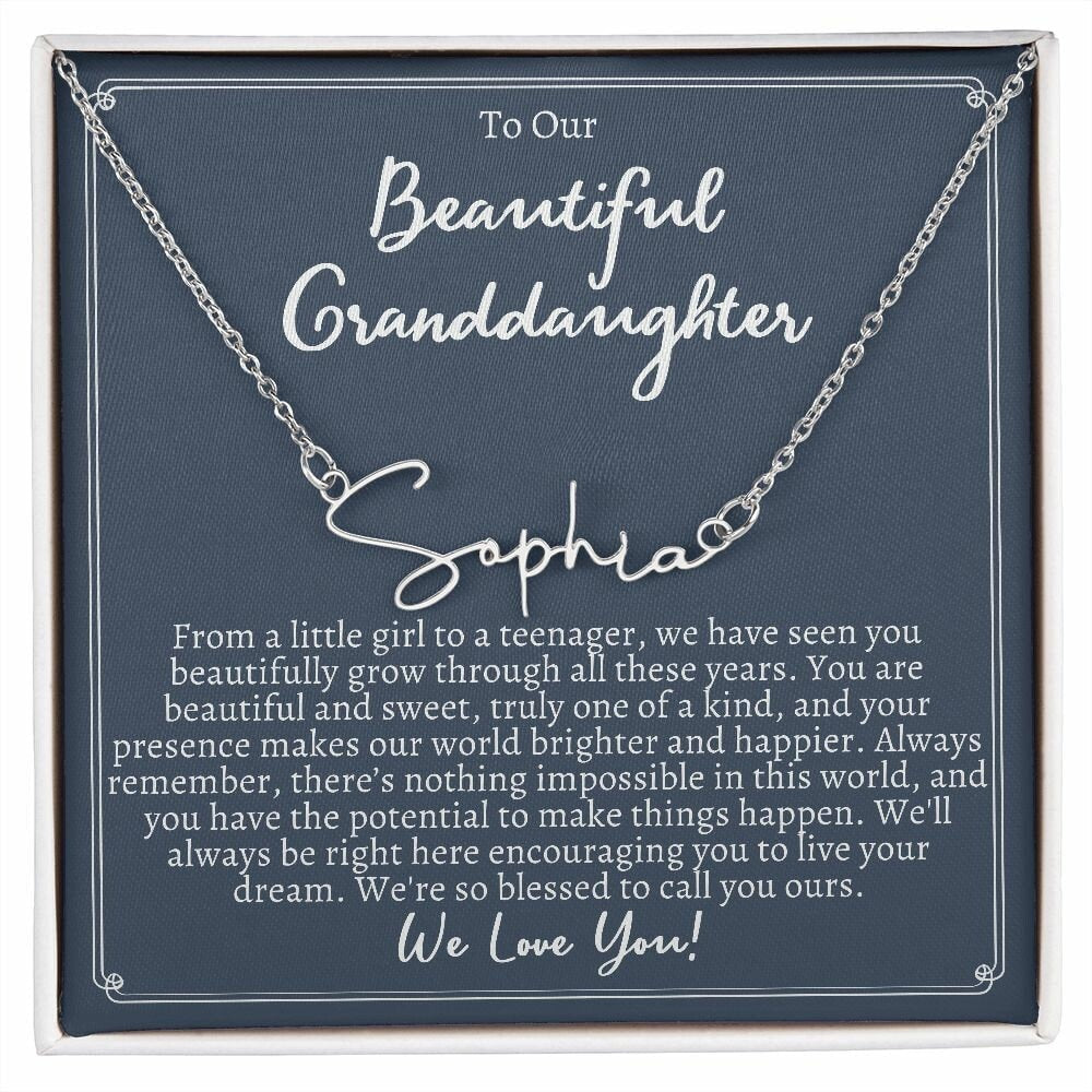 Personalized Name Necklaces for Our Granddaughter Graduation - Unique Gifts from Grandma/Grandpa to Commemorate this Milestone