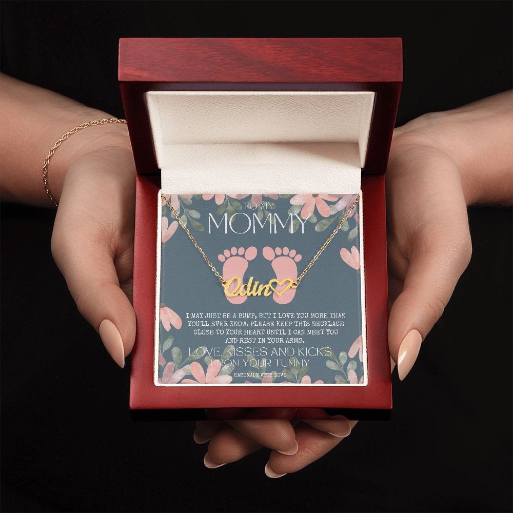 New Mom Necklace, Mommy To Be Name Necklace, Unique Gifts for New Mom, Expecting Wife, Gift for Wife Pregnant, Pregnancy Gift for New Mom