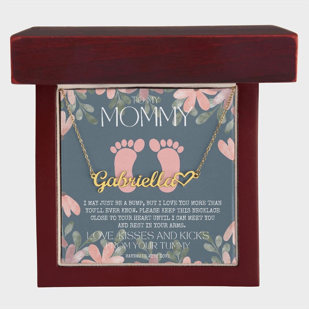 New Mom Necklace, Mommy To Be Name Necklace, Unique Gifts for New Mom, Expecting Wife, Gift for Wife Pregnant, Pregnancy Gift for New Mom