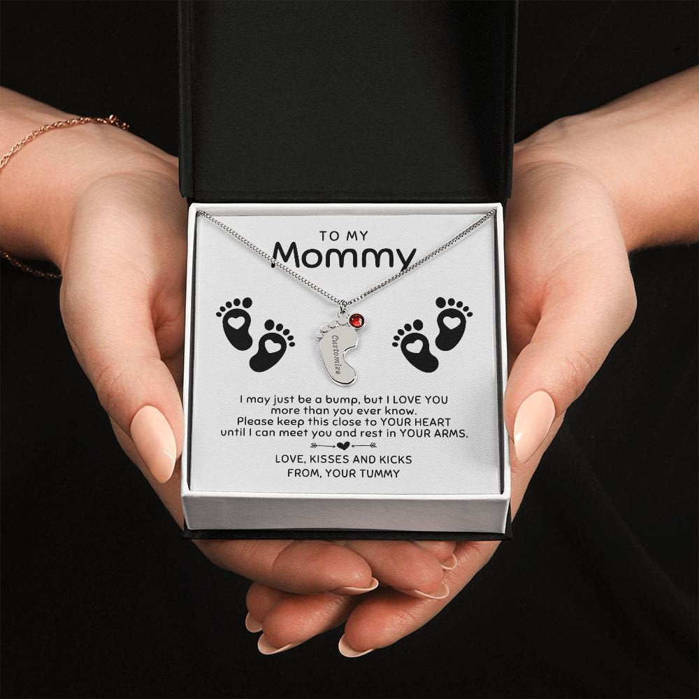 New Mom Necklace, Baby Birthstone & Name Necklace, Unique Gifts for Expecting Mom, Pregnant Wife Gifts, Mothers Day Gifts, Birthday Gifts